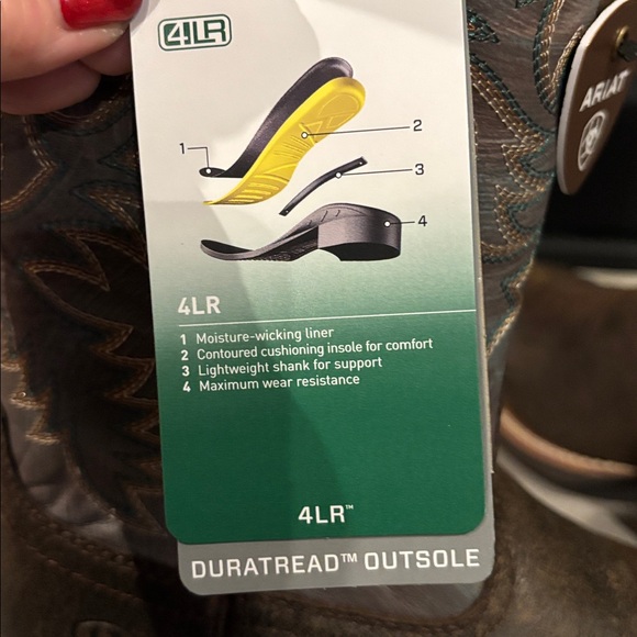 Ariat Sport Latigo Chocolate Brown/stone Blue,wide square toe,4LR,duratread sole - Picture 13 of 15